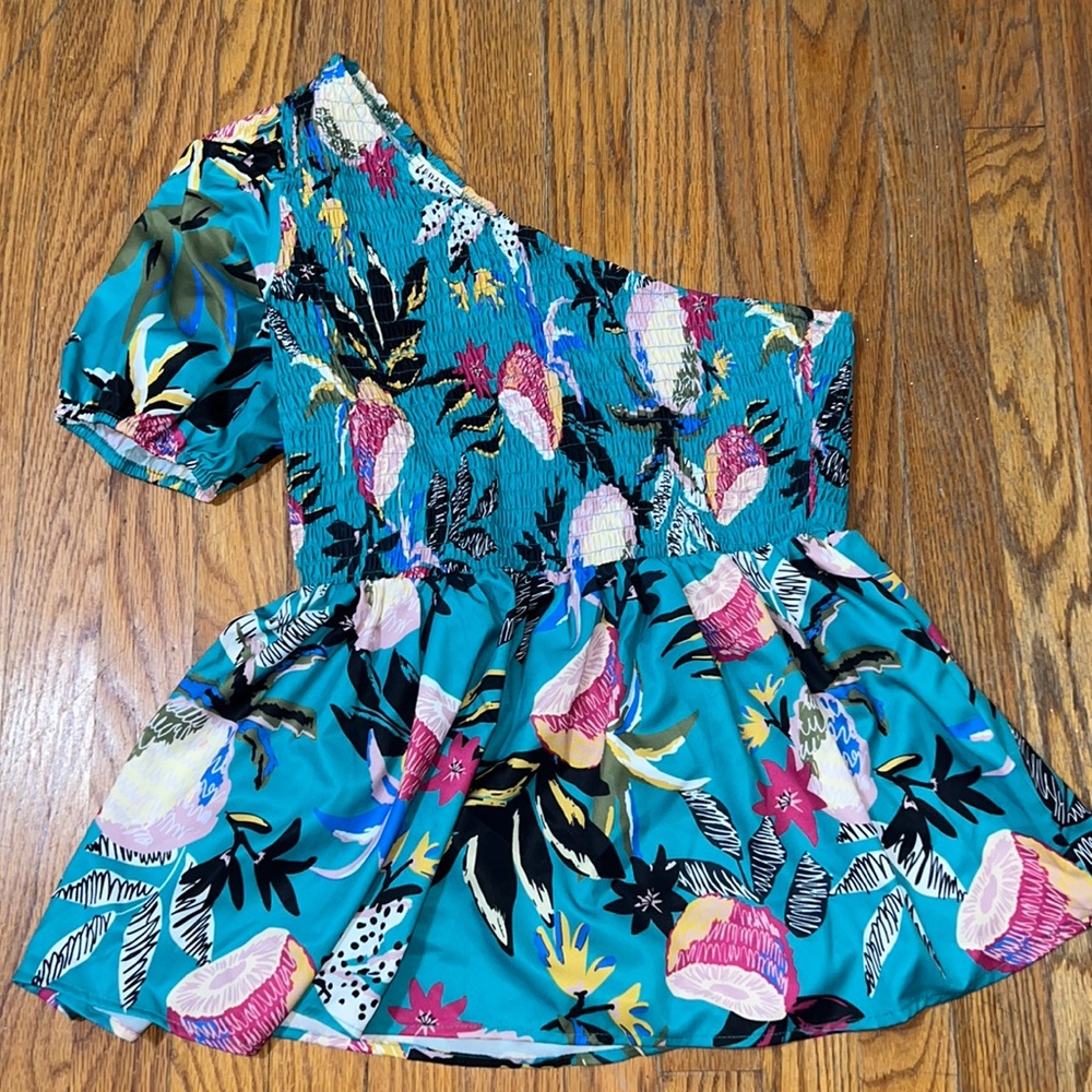 One shoulder jungle print boutique top- size medium